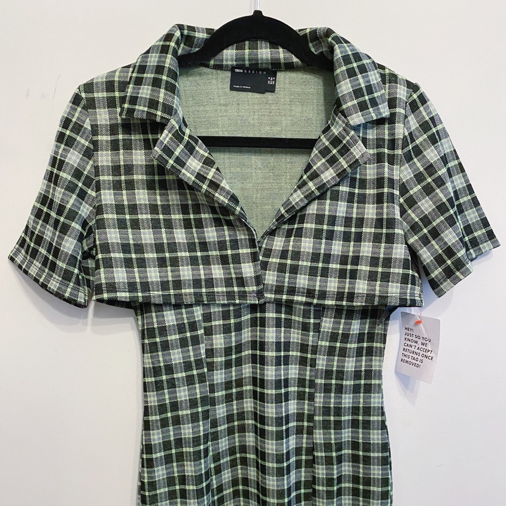 ASOS overlayer blazer mini dress in bright green check
